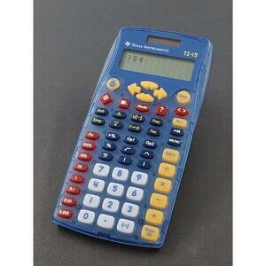 Texas Instruments TI-15 Scientific Calculator Transparent Blue Fractions Math
